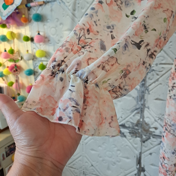 PLUS SIZE FLORAL PRINT FLOUNCE SLEEVE RUFFLE DRESS NWOT SIZE 4X - Picture 10 of 15